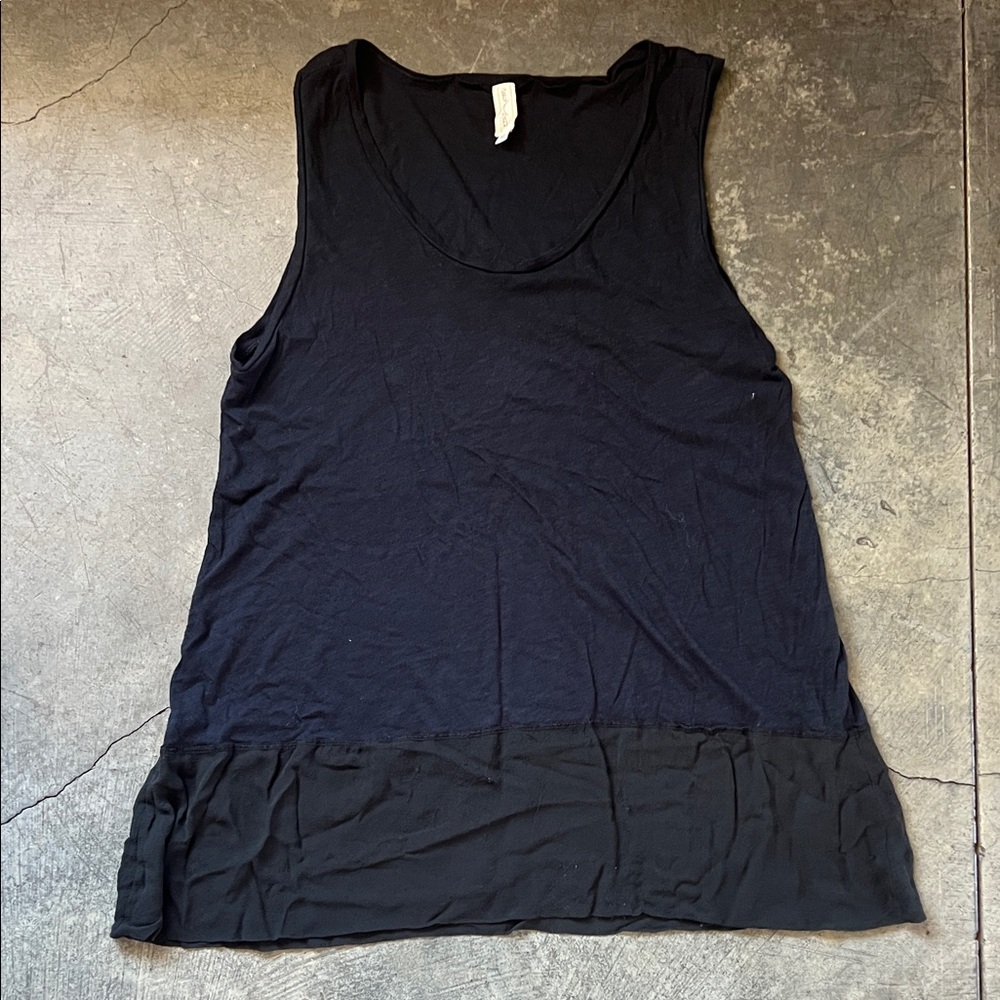 Black Layered Hem Women's Tank Top